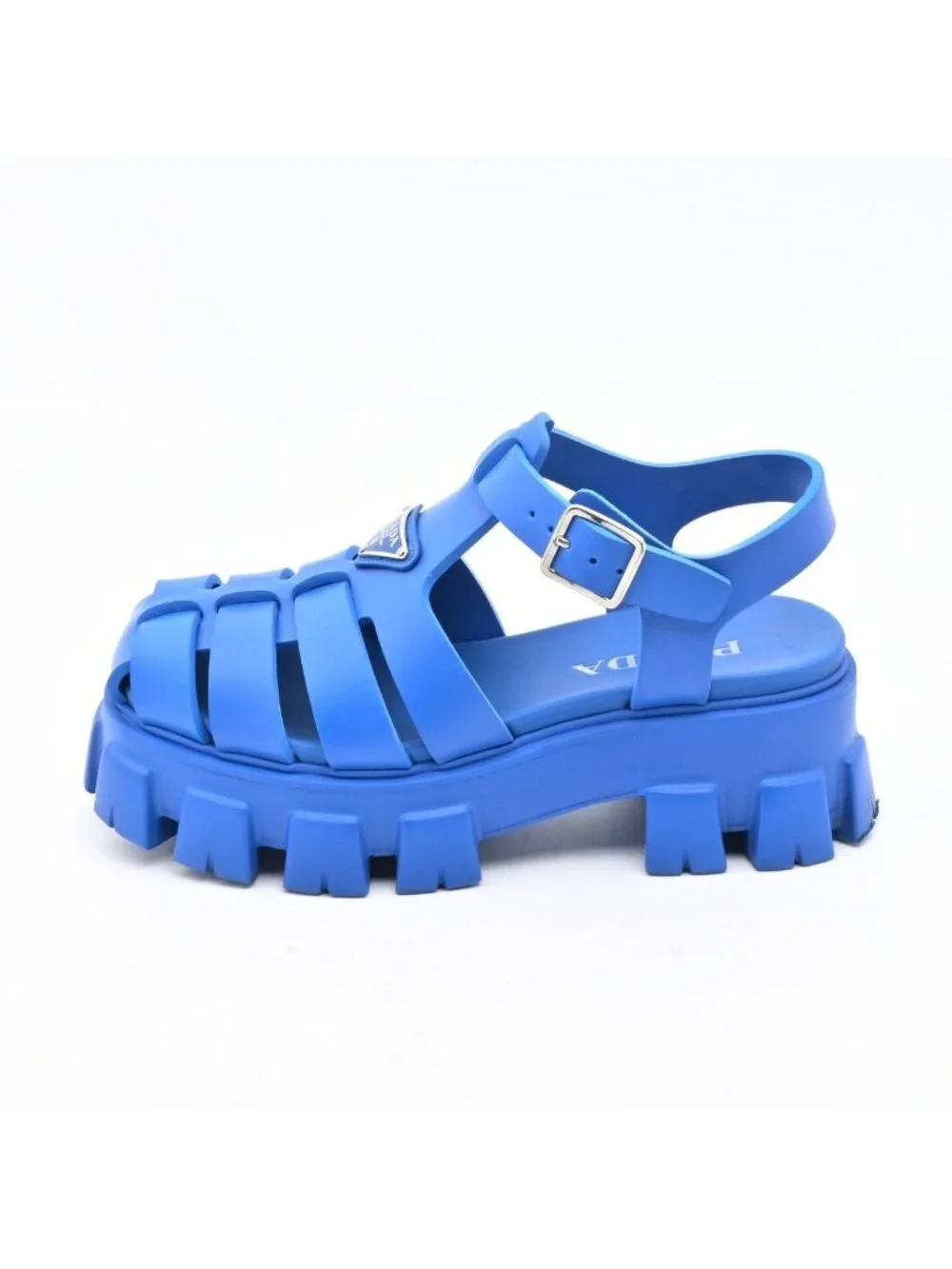 Prada Sandals Monolith Rubber Blue Platform 5